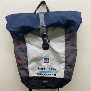 Timbuk2 Tuck Roll Top Laptop Backpack Navy Gray Commuter Bag EUC